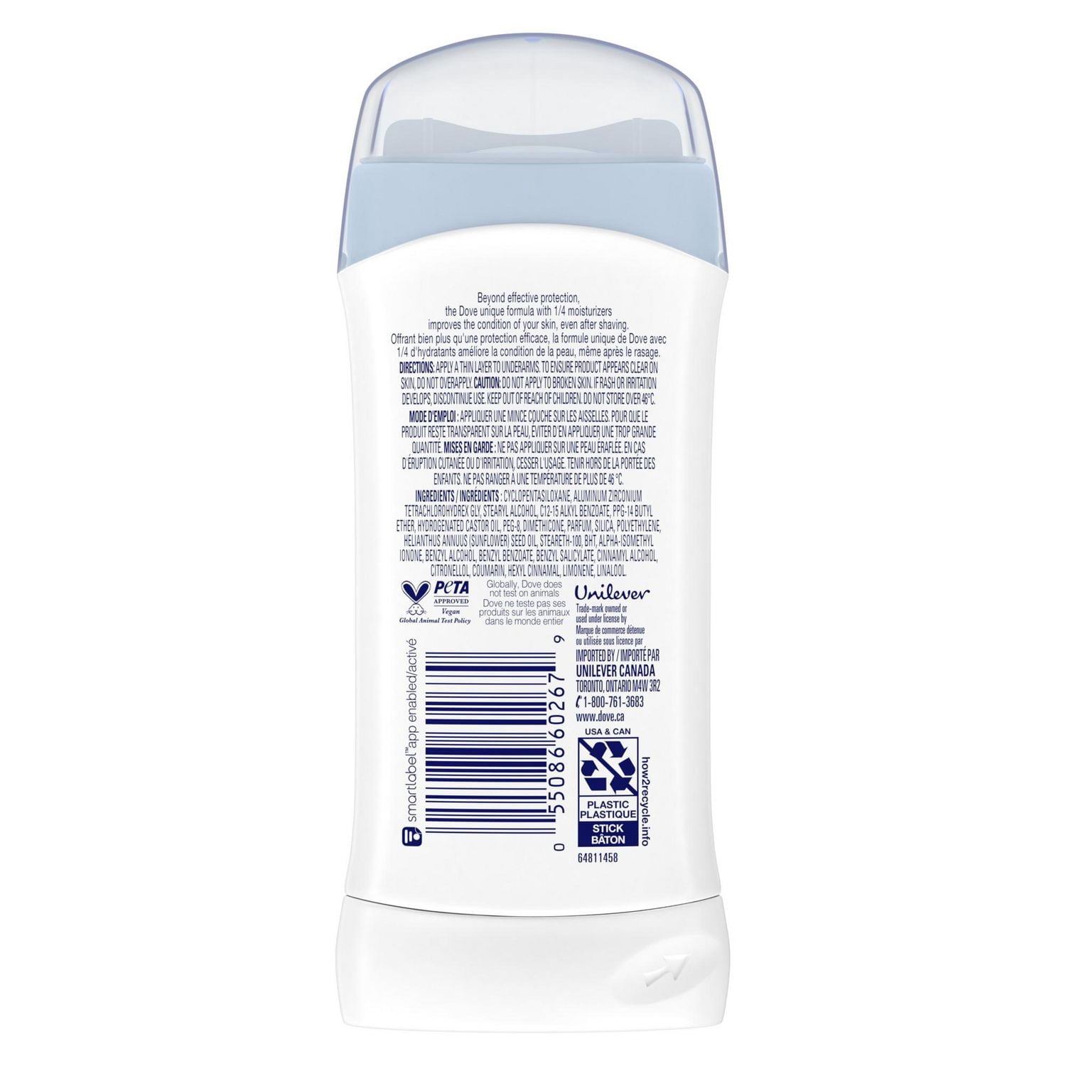 Dove Antisudorifique en Bâton Poudre pour Femme Protection 48 H, 74 g