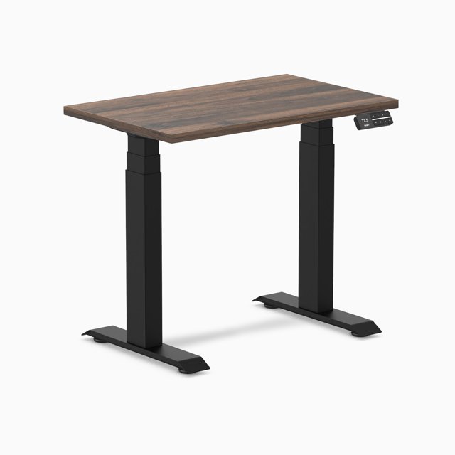 Desky Bureau Assis-Debout Mini Double - Jarrah Legno / 32 x 20 Pouces / Noir Mat