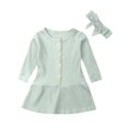 thumbnail image 1 of zbxnLI Robe à Manches Longues pour Tout-Petites Filles Robe Midi en Tricot Côtelé pour Bébé Chandail Robe Petite Fille Printemps Automne, 1 of 2