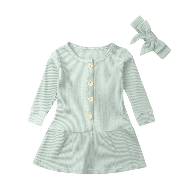 zbxnLI Robe à Manches Longues pour Tout-Petites Filles Robe Midi en Tricot Côtelé pour Bébé Chandail Robe Petite Fille Printemps Automne
