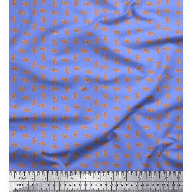 Soimoi Cotton Cambric Fabric French Horn Musical Instrument Print Fabric by The Yard 56 Inch Wide