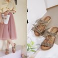thumbnail image 1 of LSLJS Bohemian Flat Flower Rhinestone Sandals Outer Beach Sandals, Women's Slippers, 1 of 9