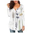 thumbnail image 2 of CEHVOM Mode Femmes T-Shirt Décontracté à Manches Trois-Quarts Imprimé Col en V Ample Blouse Tops Liquidation, 2 of 4