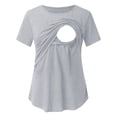 thumbnail image 1 of DPTALR Blouse d'Allaitement à Manches Courtes pour Grossesse et Grossesse, Couleur Unie, Col Rond, 1 of 5