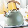 thumbnail image 4 of Kitchen Whistling Kettle Teapot Kettle 3L Large Capacity with Wooden Handle Tableware Light Green, 4 of 7