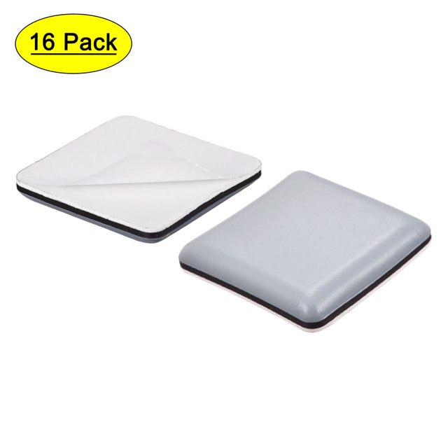 CHUANK 1 3/8-Inch Square PTFE Furniture Sliders Adhesive Self Stick for Carpet 16 Pack