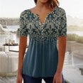 thumbnail image 2 of CEHVOM Femmes Mode Décontractée Imprimé Col Rond Ample Manches Courtes T-shirt Haut Blouse Chandail Liquidation, 2 of 5