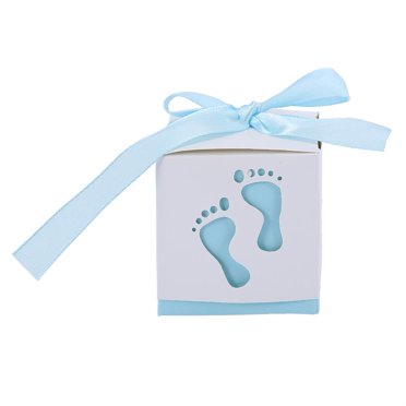 Domqga Candy Box Gift,50Pcs Cute Baby Footprint Paper Candy Box Wedding Baby Shower Gift Candy Box, Wedding Gift Box