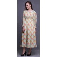 thumbnail image 3 of Bimba Robe Florale pour Femme à Manches Longues, Smockée, Col Rond, à Volants, Été, Maxi-Petit, 3 of 5