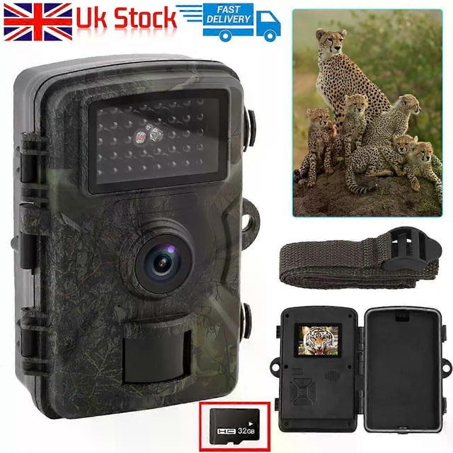 32GB Wildlife Trail Camera 1080P Game Night Vision Outdoor Motion Hunting Cam