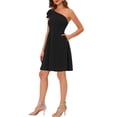 thumbnail image 4 of INSPIRE CHIC Robe pour Femme Nœud une Épaule Sans Bretelles Ligne A Évasée Robe de Soirée avec Poches TP Noir, 4 of 6
