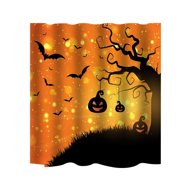 Halloween Themed Digital Printed Shower Curtain, Bathroom Waterproof Curtain