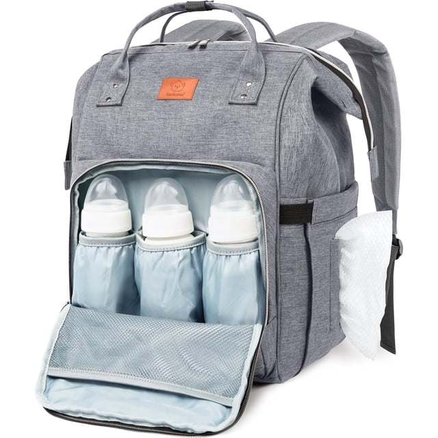 Baby Diaper Bag Backpack - Large Baby Bag for Boys, Girls, Waterproof Multi Function Travel Diaper Backpack with Changing Pad, Durable Travel Essentials for Moms and Dads (Classic Gray)
