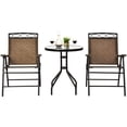thumbnail image 4 of Gymax Ensemble Bistro 3 Pcs Ensemble de Conversation Pub Patio Extérieur avec Chaises Pliantes Table, 4 of 10