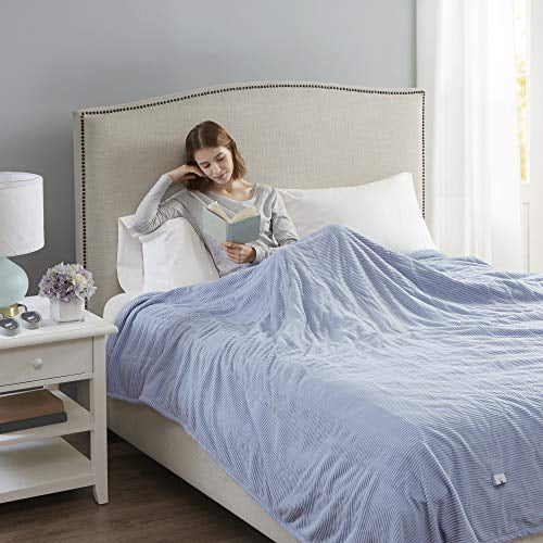 Beautyrest Couverture Chauffante Électrique en Micropolaire Douce King Bleu