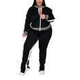 thumbnail image 3 of MAWCLOS Women Plus Size Slim Leg Sweatsuits Running Long Sleeve Jacket+Sweatpants Black XXXXL, 3 of 5