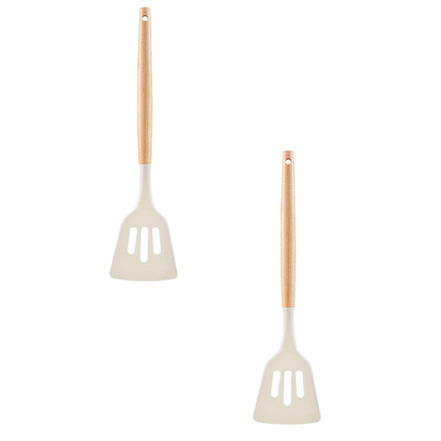 Oleegame 2PC Kitchen Utensils Set Kitchenware Spatula Heat Silicone Spatula Household Soup Spoon Food Grade Stir Fry Scoop Omelette Frying Scoop Set Combination