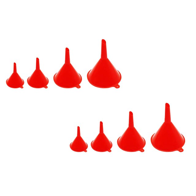 Oleegame 2 Pcs Petit Entonnoir en Plastique Rouge Ensemble de 4 Entonnoirs Simples Portatifs pour la Maison Entonnoir à Huile Rouge