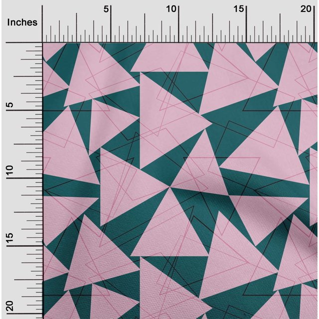 oneOone Cotton Poplin Fabric Rectangle & Triangle Geometric Print Sewing Fabric BTY 56 Inches Wide