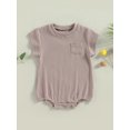 thumbnail image 2 of Faithtur Nouveau-Né Été Romper, Casual Manches Courtes Col Rond de Couleur Unie Bodysuit, 2 of 8