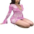 thumbnail image 2 of Robe de Club à Manches Longues pour Femmes Bodycon Imprimé Abstrait Bandage Mini Robe de Soirée Clubwear, 2 of 3