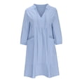 thumbnail image 4 of Weiqiqre Robes pour Femmes, Robes Décontractées Amples à Col en V pour Femmes à Manches 3/4 avec Poche en Solde, 4 of 6