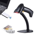 thumbnail image 1 of Lecteur de Codes-Barres 1D Portable Sans Fil Automatique/manuel 2,4 g Prenant en Charge la Numérisation Inverse de Codes-Barres avec Récepteur USB, Support Ajustable pour Supermarché, Bibliothèque, Logistique, Express, 1 of 7