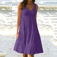 thumbnail image 2 of B91xZ Robe Formelle pour Femmes Décontractée à Volants Sans Manches à Col Rond, Taille Smockée Élastique, Robe Midi à Étages, Violet TG, 2 of 5