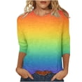 thumbnail image 1 of Hauts à Manches 3/4 pour Femmes Mode pour Femmes T-Shirt Ample Imprimé Blouse à Manches 3/4 Col Rond Hauts Décontractés T-Shirts en Coton Femmes T-Shirts pour Femmes Mode T-Shirts à Manches 3/4 pour Femmes, 1 of 5