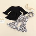 thumbnail image 3 of MesaSe Toddler Baby Girls Spring Princess Flare Pants Set O-Neck Ruffles Tops + Bell Bottom Pants Headband, 3 of 6