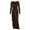 thumbnail image 5 of FcBaudy Robe à Manches Longues à Encolure Carrée, Robes de Printemps pour Femmes, Robes pour Femmes Mode Femmes Printemps Robe Décontractée Unie Robe à Manches Longues Robe Femme, 5 of 5
