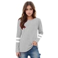 thumbnail image 3 of Yanlir Striped Casual Shirts for Kids Boys Girls Cute Print T-shirt Fashion Loose Round Neck Print Long Sleeve O-Neck Tops 3-14 Years(Gray,4 Years), 3 of 6