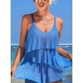 thumbnail image 3 of Charmo Ruffled Flounce Swim Tops for Womens V Neck Flowy Tankini Tops Padded Swimsuit Tops Only, 3 of 5