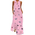 thumbnail image 1 of Bellella Robe Longue Maxi pour Femmes, Robe Débardeur à Col en V, Imprimé Floral, Robe d'Été de Plage, Ample, Sans Manches, Style Fête, V 5TG, 1 of 2