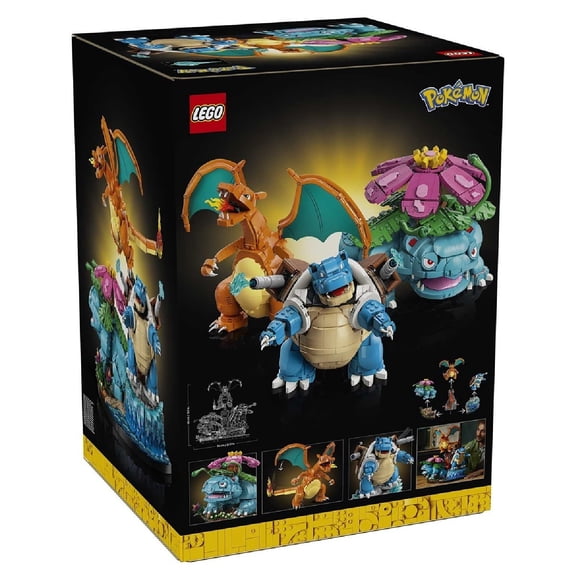 LEGO Pokémon Venusaur, Charizard et Blastoise Ensemble de Construction de Modèle pour Adultes - Cadeau Gamer pour les Fans de Pokémon de 18 Ans et Plus avec 3 Figurines d'Action de Jeu sur Supports d'Exposition Jungle, Volcan et Plage - 72153