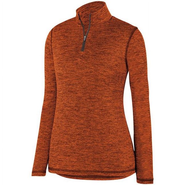 ASI 2957.029.L Ladies Intensify Black Heather 1 by 4 Zip Pullover, Orange - Large