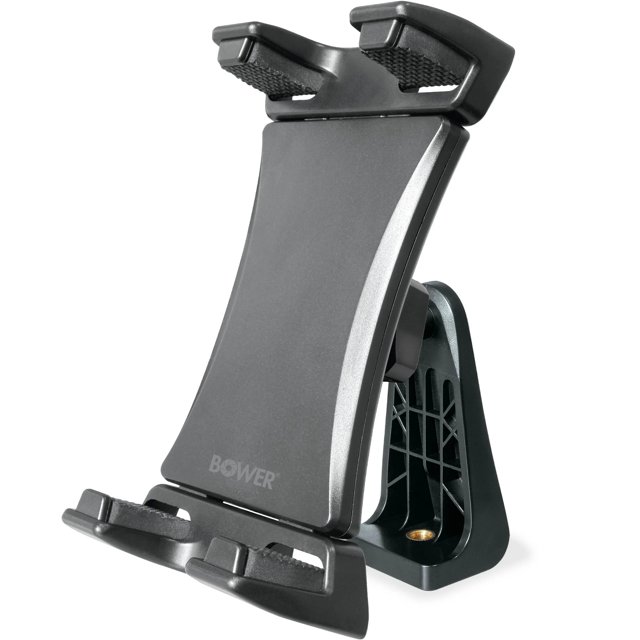 BOWER - Support de Trépied avec Inclinaison à 45 Degrés pour Téléphones et Tablettes, Doté d'Une construction en Plastique Noir avec Pinces Rembourrées et un Filetage Universel de 1/4 Po pour la Compatibilité avec Trépied, Idéal pour une Photographie et une capture Vidéo Stables.
