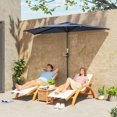 thumbnail image 2 of Outsunny Parasol Demi-Parasol de Patio 9,8 Pi Pare-Soleil, Manivelle, Bleu Foncé, 2 of 10
