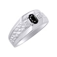thumbnail image 4 of RYLOS Men's Rings Sterling Silver Classic Nugget 6X4MM Oval Gemstone & Diamond Ring Onyx October Birthstone Ring Size 9, 4 of 7