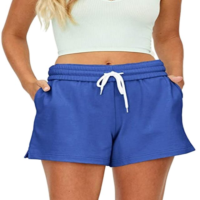 Women Loosing Sports Shorts Solid Color Elastic Waist Sweatpants