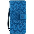 thumbnail image 3 of Wallet Case, Embossed Sunflower Premium PU Leather Folio Flip Kickstand Card Slots Wrist Strap Cover for iPhone 7Plus/8Plus(Blue), 3 of 7