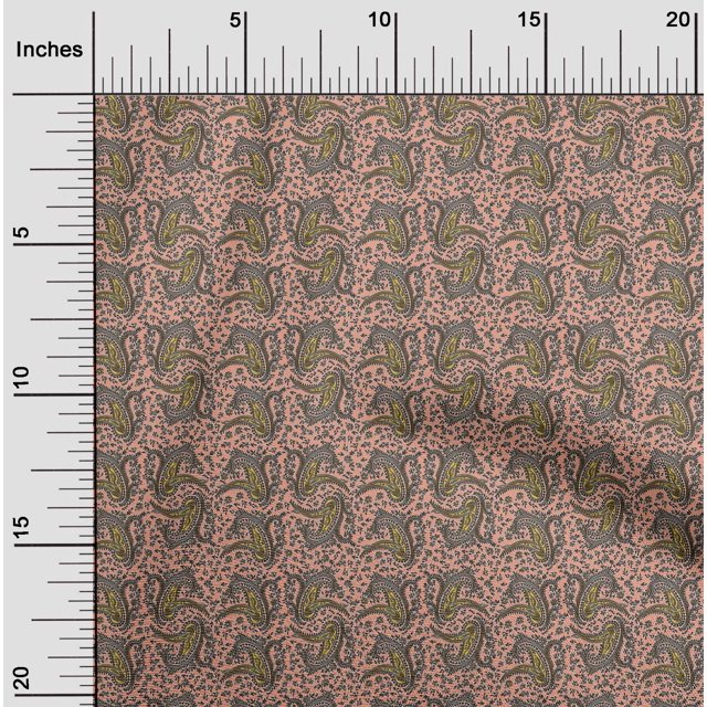 oneOone Cotton Poplin Fabric Floral & Paisley Block Print Sewing Fabric BTY 56 Inch Wide