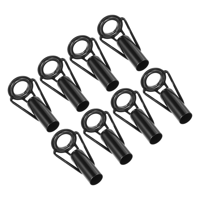 Unique Bargains Trousse de Réparation d'Embout de Canne à Pêche en Acier Inoxydable 7,0 mm, Guide d'Anneau de Perche, Remplacement, Noir, Lot de 8