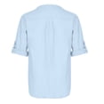 thumbnail image 4 of Mens Baggy Cotton and Linen Solid Short Sleeve V-Neck T- Tops Blouse, 4 of 4