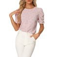 thumbnail image 1 of INSPIRE CHIC Hauts Froncés pour Femmes Col Rond Manches Courtes Dos Goutte d'Eau Blouse Florale S Rose Floral, 1 of 6