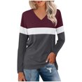 thumbnail image 1 of Pisexur Femmes Sweat à Capuche Mode Color Block Patchwork V Col Sweat-Shirts Décontractés à Manches Longues pour les Femmes Sweat-Shirt Oversize Léger Fluide pour les Femmes Pull Tops, 1 of 3
