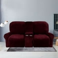 thumbnail image 3 of CHOK 2024 Housse pour Causeuse Inclinable avec Housse pour Console Centrale Housse de Canapé Inclinable 8 Pcs en Velours Extensible 2 Places Bleu Paon, 3 of 11