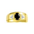 thumbnail image 1 of RYLOS Men's Rings 14K Yellow Gold Classic 7X5MM Oval Gemstone & Diamond Ring Cabochon Onyx October Birthstone Rings For Men, Gold Rings Size 8, 1 of 7