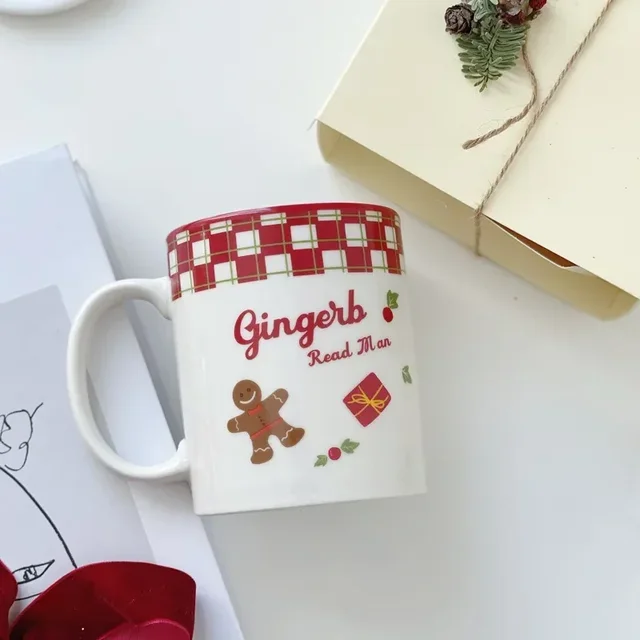 Christmas Ceramic Tableware Set – Santa, Christmas Tree, Gingerbread Man Plate, Water Cup & Coffee Mug for Festive Dining
