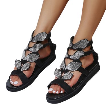 LEEy-World Sandales pour Femmes Espadrilles Compensées Plateforme Bride Croisée Boucle Cheville Bout Ouvert Sandales d'Été